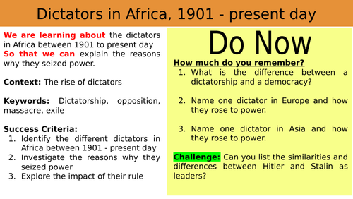Dictators in Africa, 1901 - present day
