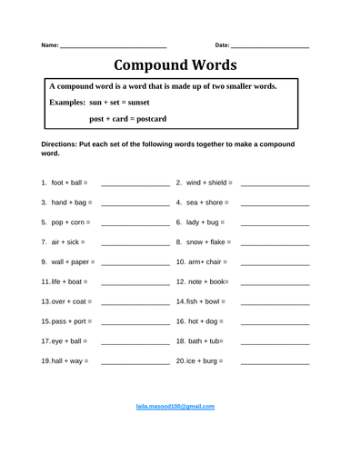Compound Words: Five Exercises With Answers (PDF)
