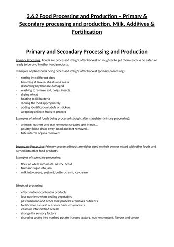 GSCE Food & Nutrition: Processing & Production