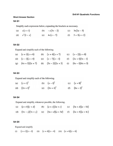 Quadratic function 1