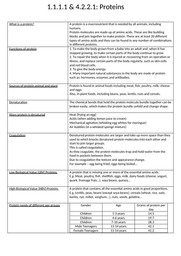 Food and Nutrition GSCE: Protein