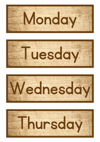 Days of the week wooden background