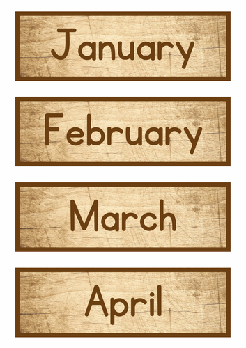 Months of the Year on wooden background