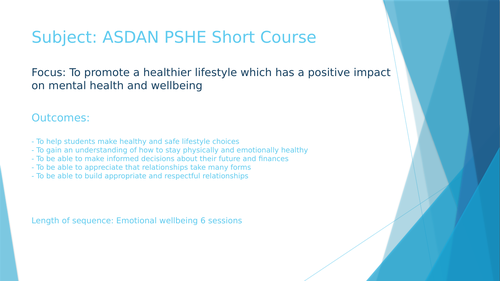 ASDAN PSHE Short Course (Module 1)