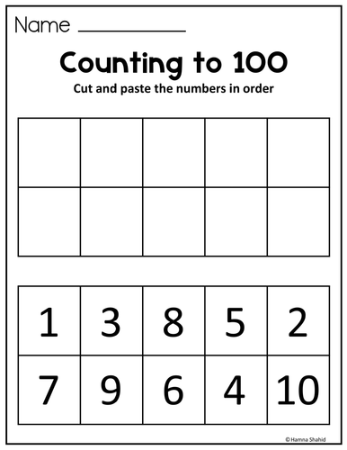 Cut and Paste Numbers 1 to 100