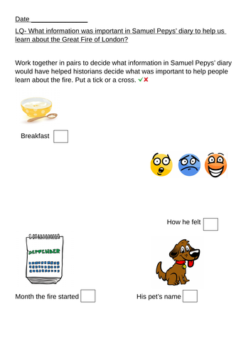 Samuel Pepys Worksheets