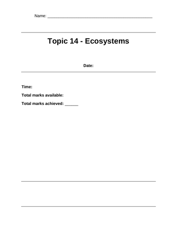 Topic 14 - Ecosystems and Cycles