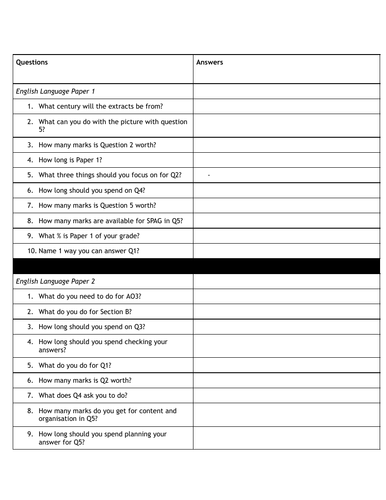 AQA GCSE English Quiz