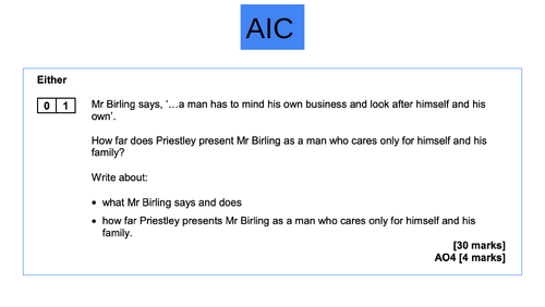 Answer planning for AQA GCSE English Lit