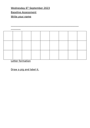 Baseline assessment sheets - Maths and English
