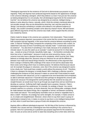 Teleological Argument Essay A*