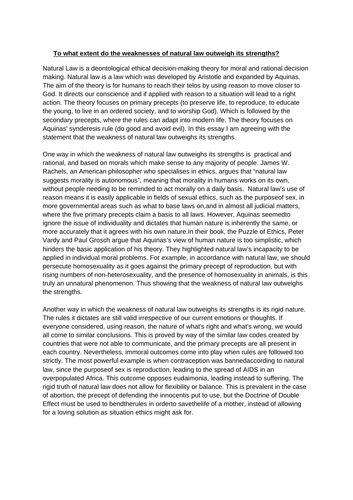 Natural Law A* Essay | Teaching Resources