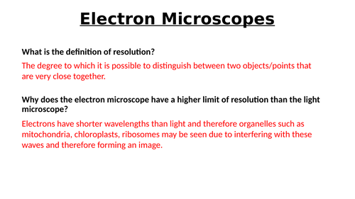 A-Level AQA Biology - Electron Microscope