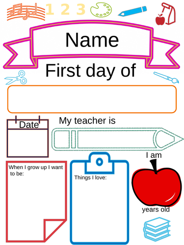Editable First day of School poster