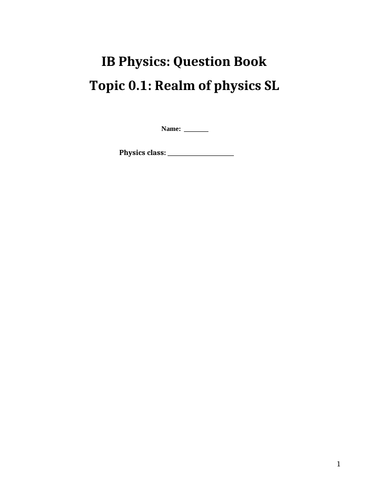 IB DP Physics: Question book Measurement and uncertainty (first exams 2025)