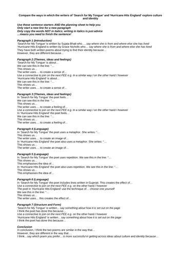 Poetry Comparison Essay 2 Lessons - Hurricane Hits England v Search For My Tongue