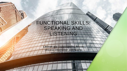 Functional Skills: Speaking and Listening P2