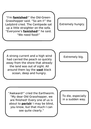 James and the Giant Peach Vocabulary