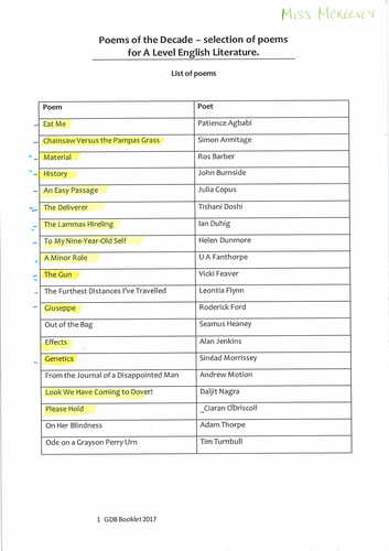 Poems of the decade annotations