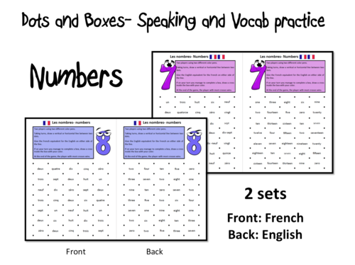 Dots and Boxes- Numbers/ Les nombres- French KS2-KS3