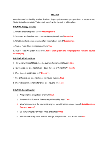 Halloween Science Quiz (KS3)