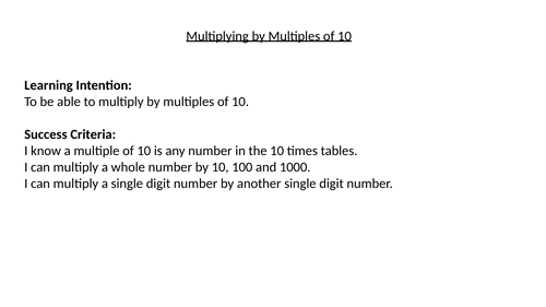 Multiplying by Multiples of 10