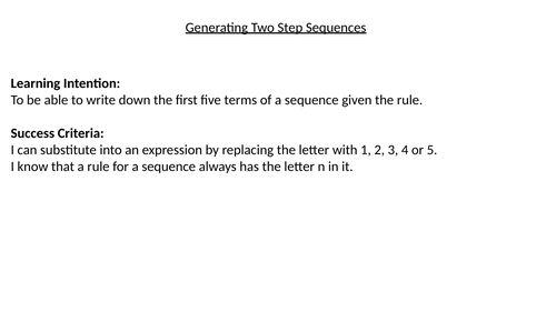 Generating Two Step Sequences