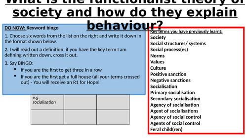 GCSE Sociology – Introduction to functionalism