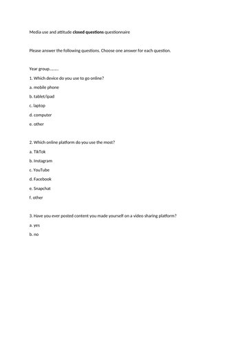 KS3: Fieldwork: Why would we use questionnaires?