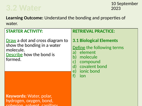 OCR Biology A- 3.2 Water