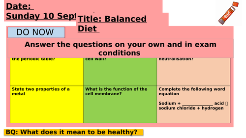 KS3 Balanced diet