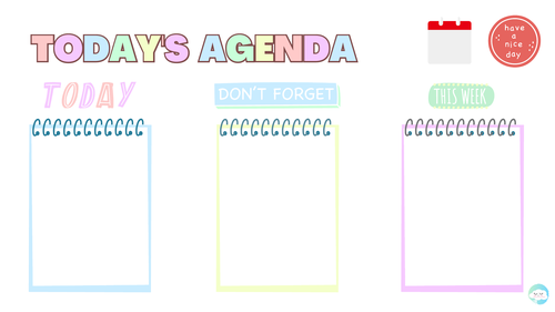 Today's agenda