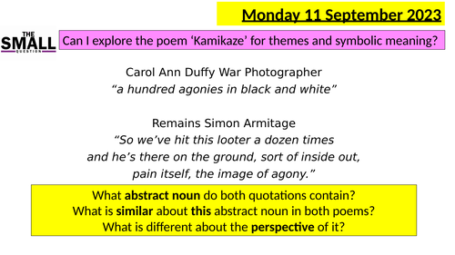 Kamikaze Revision Lesson AQA English Literature Power and Conflict Poetry