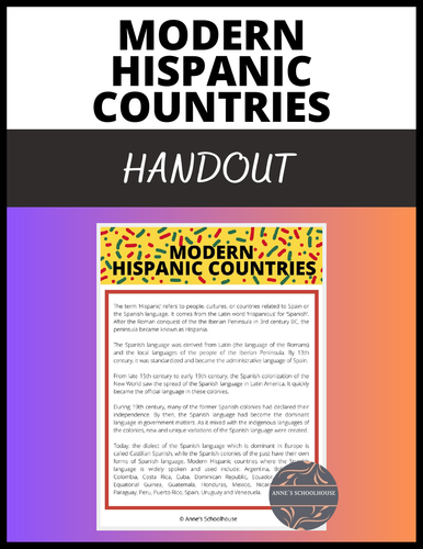 Modern Hispanic Countries Handout/Spanish/Spain