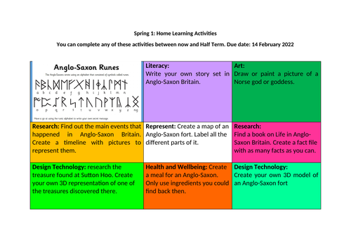 Homework Grid - Home Learning Activities