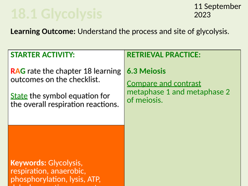 OCR Biology A- 18.1 Glycolysis
