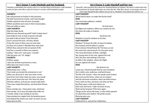 Male and Female Gender in Macbeth and Macduffs Revision AQA English Literature Paper 1