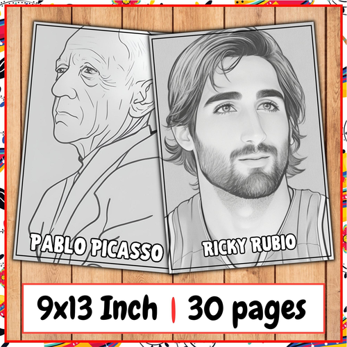 Hispanic Heritage Month 30 Famous Hispanic Icons Grayscale coloring pages
