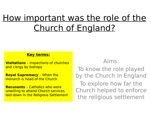 Edexcel 1H10/B4 - L5 - The role of the Church of England