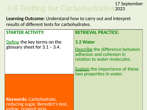 OCR Biology A- 3.4 Testing for Carbohydrates