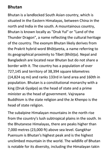 Bhutan Handout