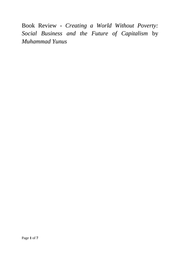 Book review - Creating a World Without Poverty