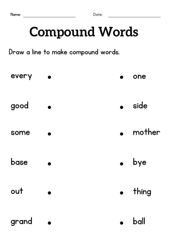 compound words worksheet for grade 1 or 2 - compound words activity ...