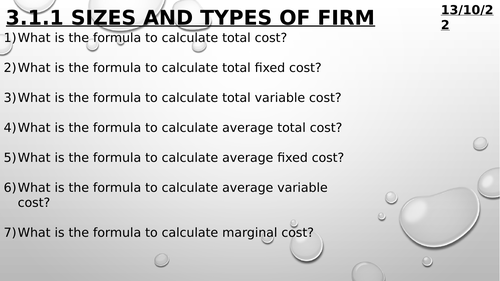 Microeconomics - Sizes and Types of Firm - Edexcel Theme 3