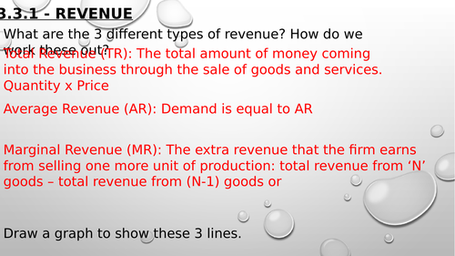 Microeconomics - Revenue - Edexcel Theme 3
