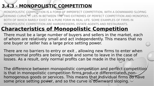 Microeconomics Monopolistic Competition - Edexcel Theme 3