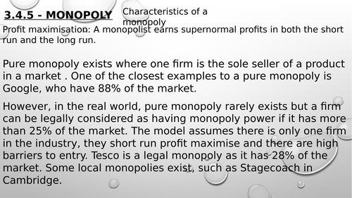 Microeconomics Market Structures Monopoly - Edexcel Theme 3