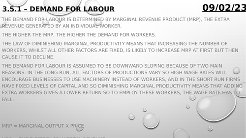 Microeconomics The Demand for Labour - Edexcel Theme 3