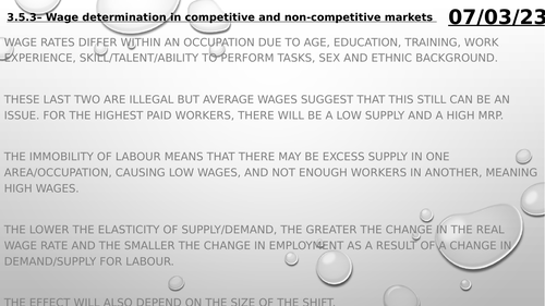 Microeconomics Wage Determination in Labour Markets - Edexcel Theme 3