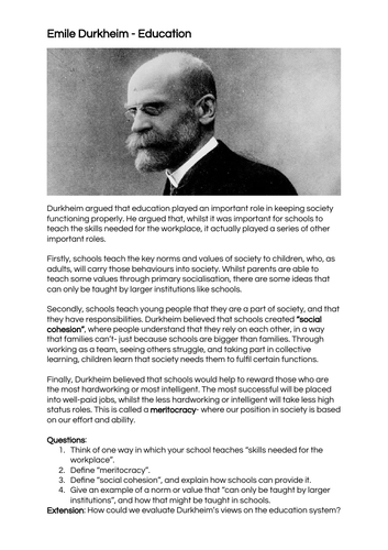 GCSE Sociology: Functionalism and Education lesson 1